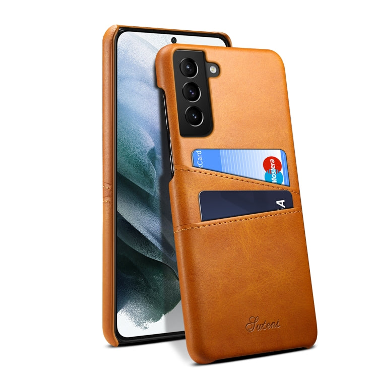 For Samsung Galaxy S21+ Calf Texture Back Protective Phone Case with Card Slots