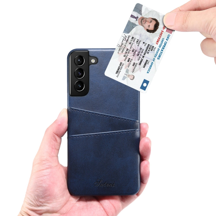 For Samsung Galaxy S22 Calf Texture Back Protective Phone Case with Card Slots