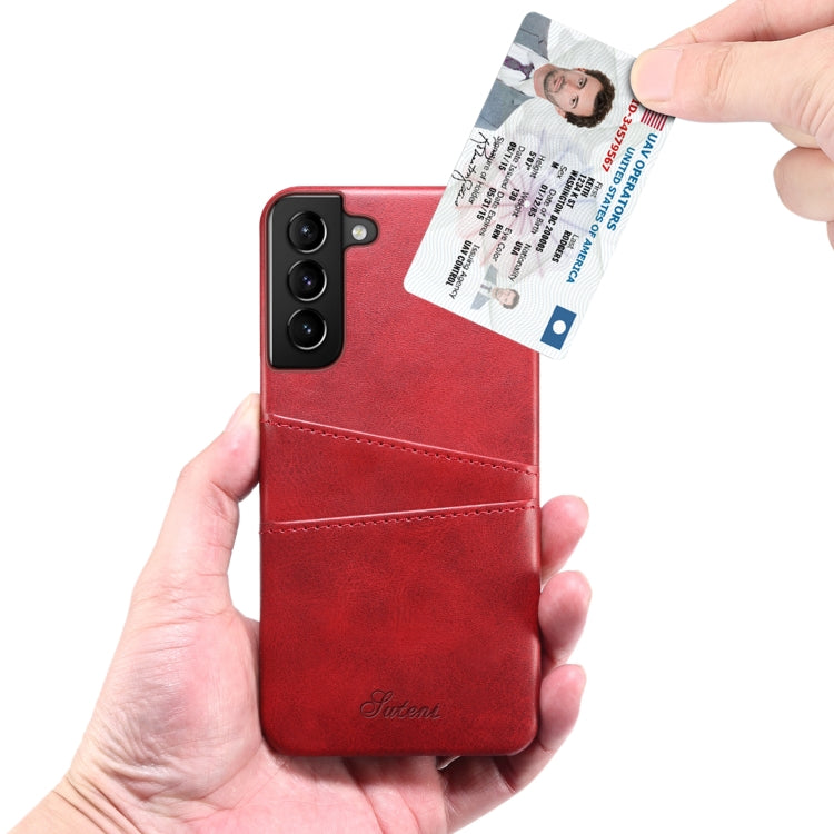 For Samsung Galaxy S22 Calf Texture Back Protective Phone Case with Card Slots