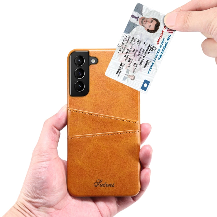 For Samsung Galaxy S22 Calf Texture Back Protective Phone Case with Card Slots