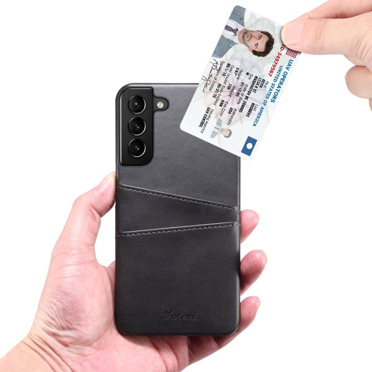 For Samsung Galaxy S22+ Calf Texture Back Protective Phone Case with Card Slots