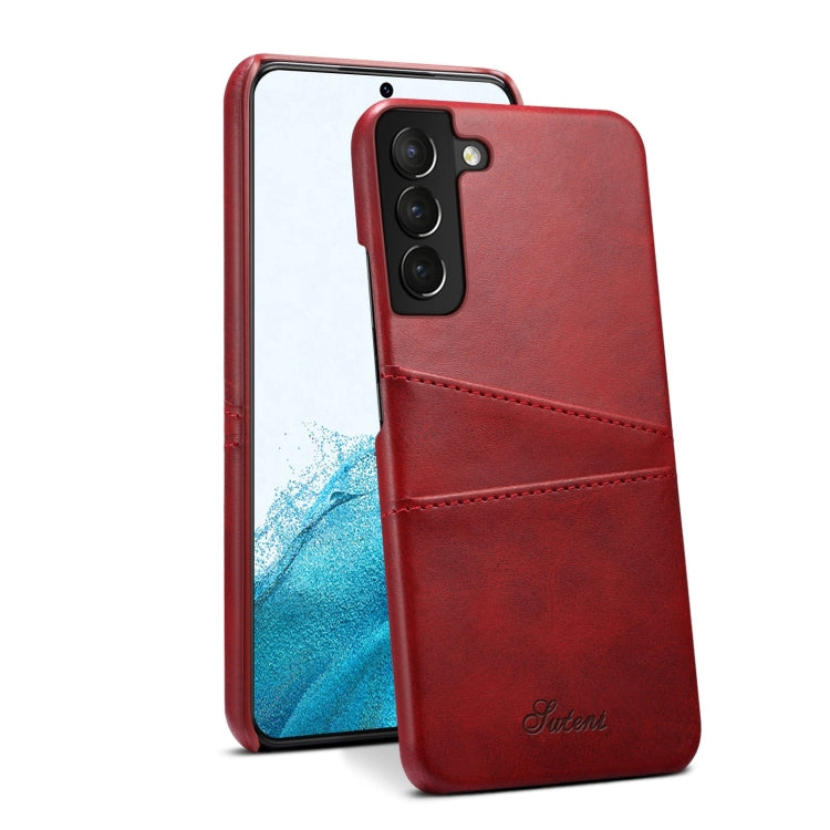 For Samsung Galaxy S22+ Calf Texture Back Protective Phone Case with Card Slots