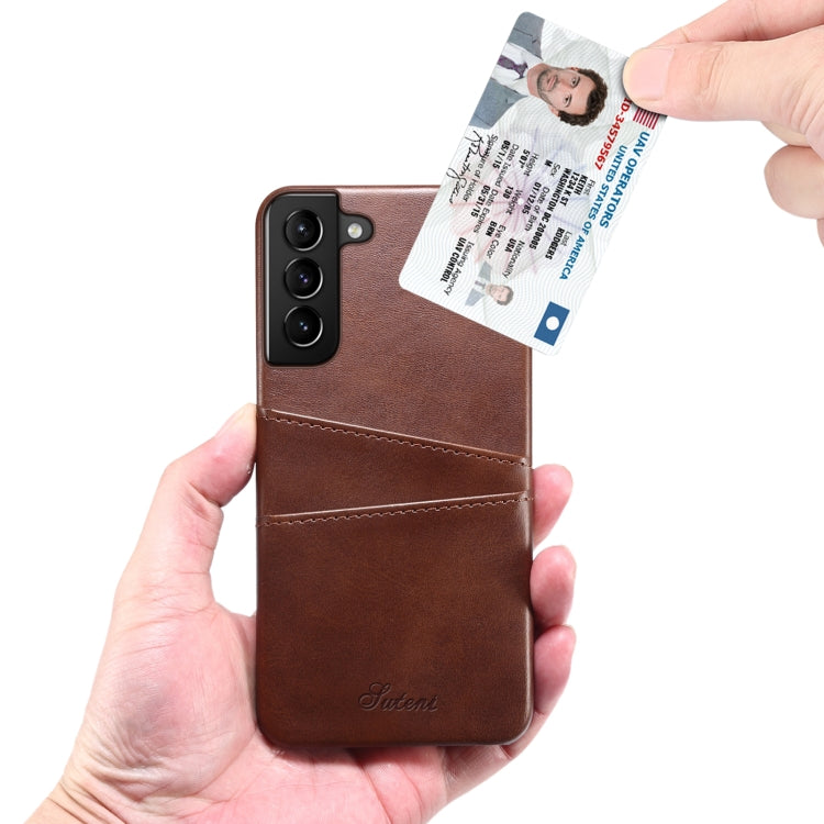 For Samsung Galaxy S22+ Calf Texture Back Protective Phone Case with Card Slots