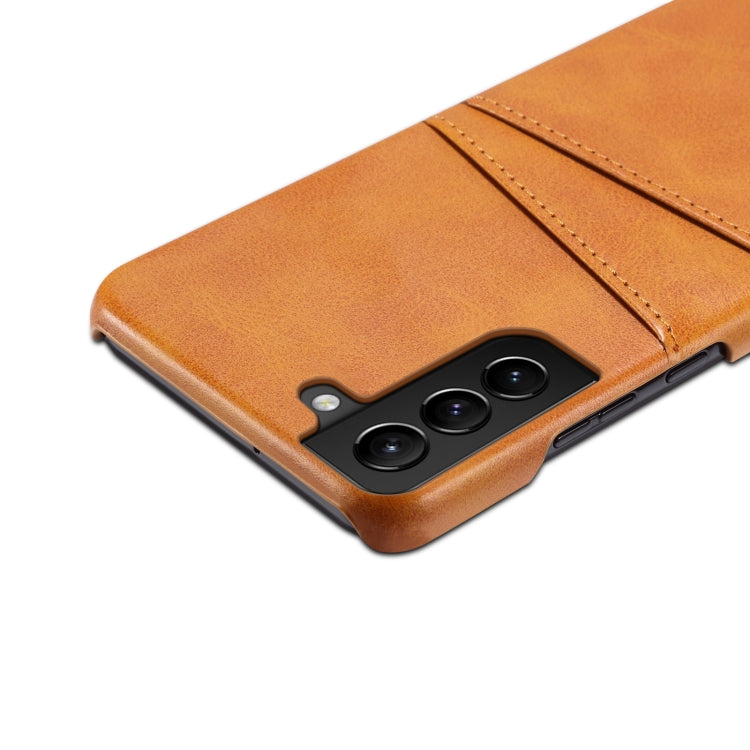 For Samsung Galaxy S22+ Calf Texture Back Protective Phone Case with Card Slots