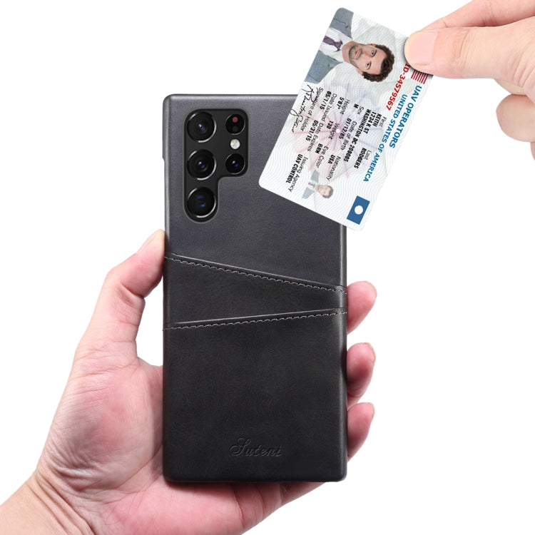 For Samsung Galaxy S22 Ultra Calf Texture Back Protective Phone Case with Card Slots