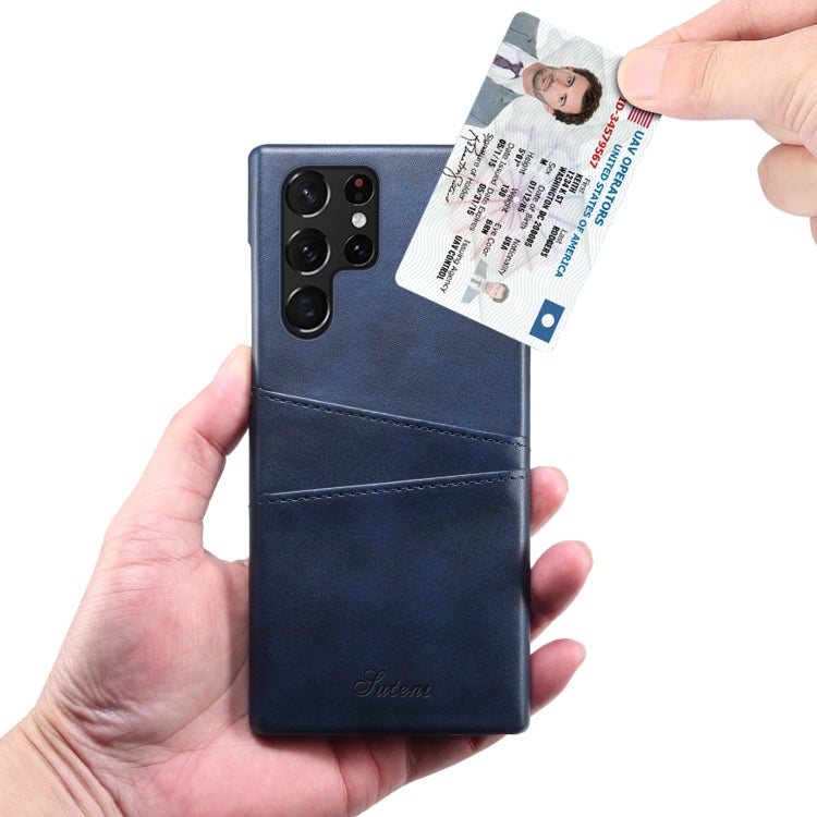 For Samsung Galaxy S22 Ultra Calf Texture Back Protective Phone Case with Card Slots