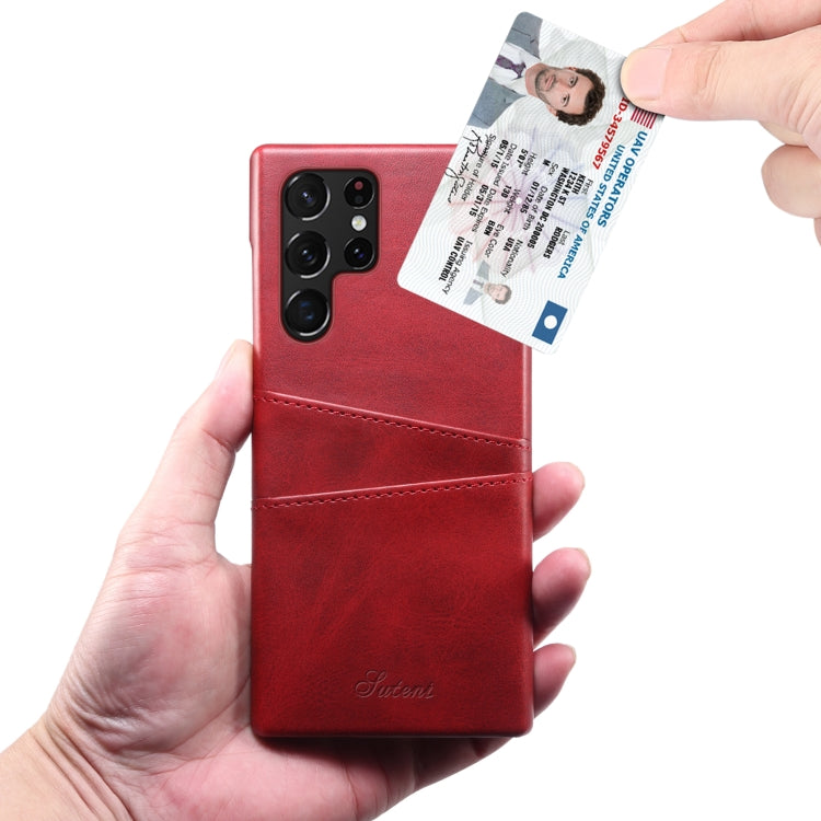 For Samsung Galaxy S22 Ultra Calf Texture Back Protective Phone Case with Card Slots