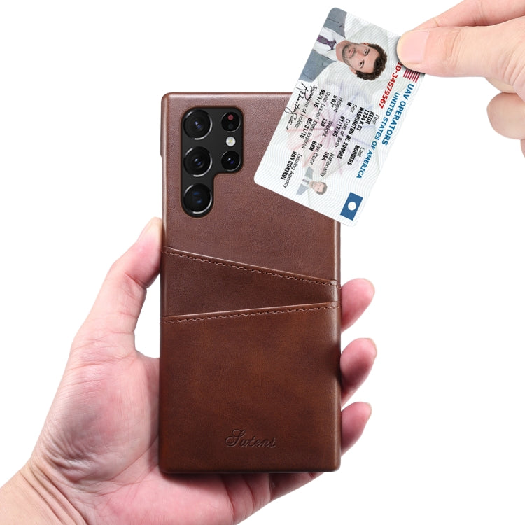 For Samsung Galaxy S22 Ultra Calf Texture Back Protective Phone Case with Card Slots