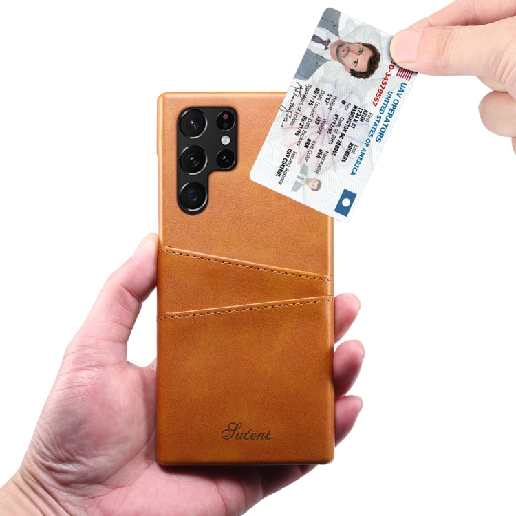 For Samsung Galaxy S22 Ultra Calf Texture Back Protective Phone Case with Card Slots