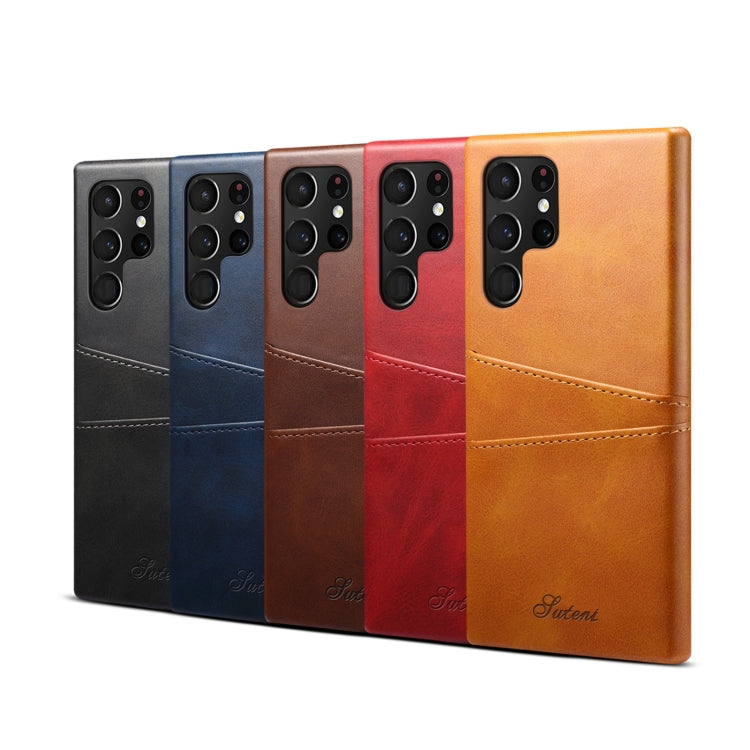 For Samsung Galaxy S22 Ultra Calf Texture Back Protective Phone Case with Card Slots