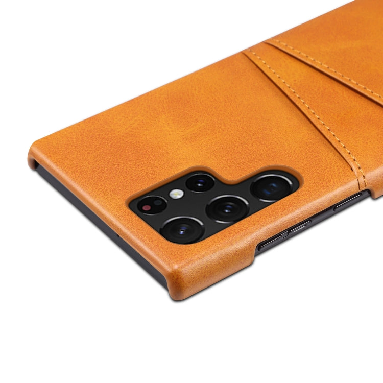 For Samsung Galaxy S22 Ultra Calf Texture Back Protective Phone Case with Card Slots