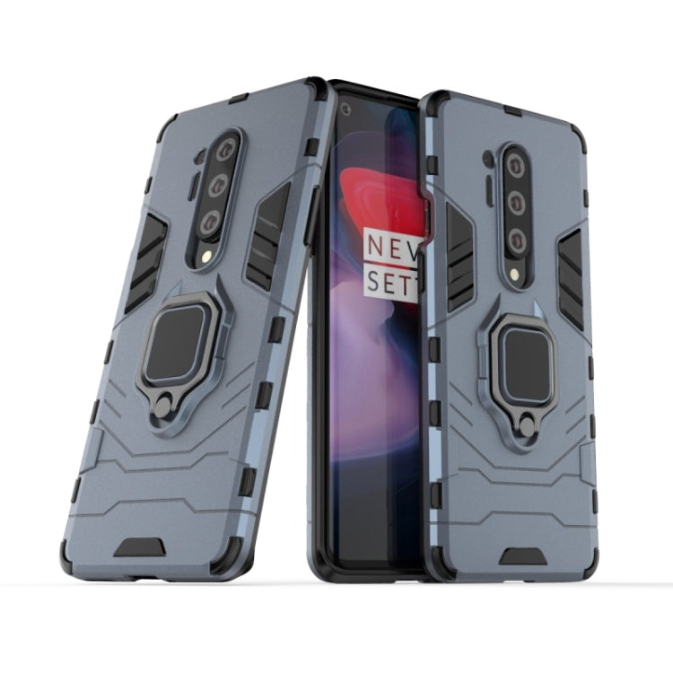 For OnePlus 8 Pro PC + TPU Shockproof Protective Case with Magnetic Ring Holder(Navy Blue)