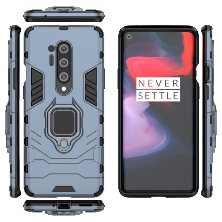 For OnePlus 8 Pro PC + TPU Shockproof Protective Case with Magnetic Ring Holder(Navy Blue)