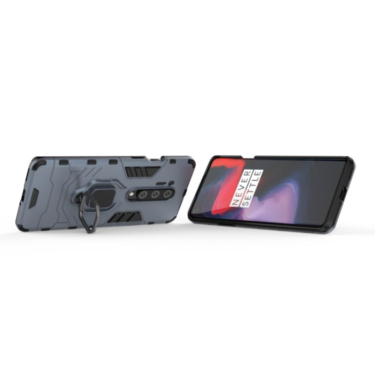 For OnePlus 8 Pro PC + TPU Shockproof Protective Case with Magnetic Ring Holder(Navy Blue)