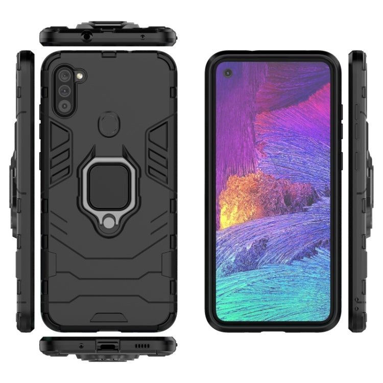 For Galaxy A11 PC + TPU Shockproof Protective Case with Magnetic Ring Holder