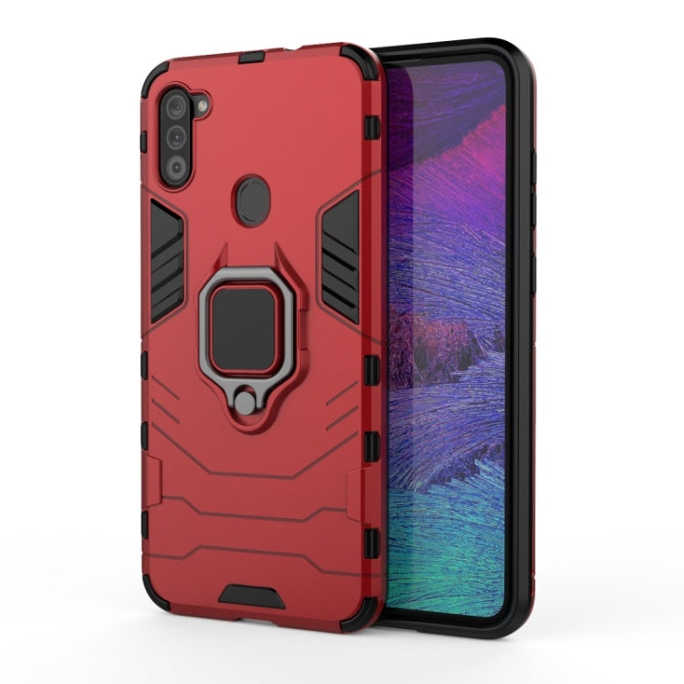 For Galaxy A11 PC + TPU Shockproof Protective Case with Magnetic Ring Holder