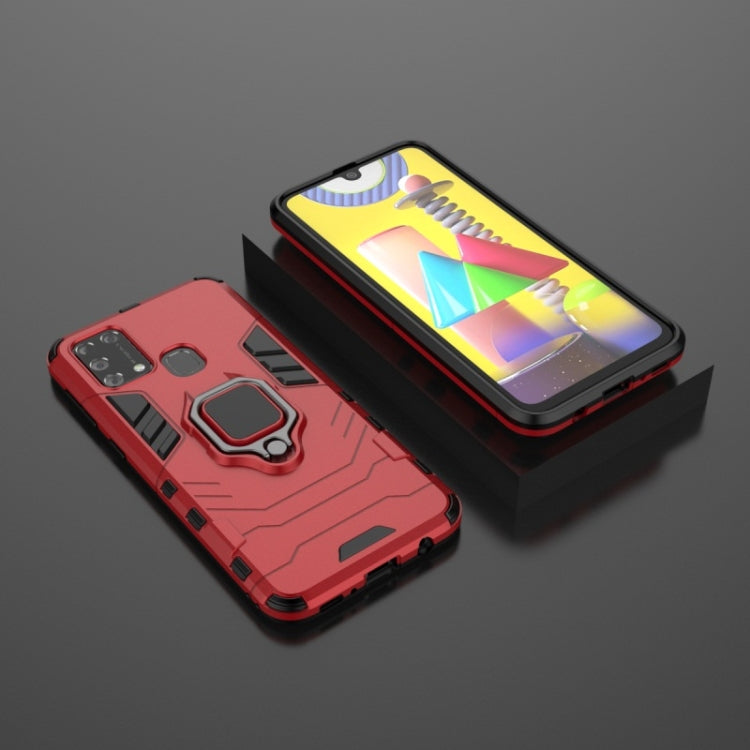 For Galaxy M31 PC + TPU Shockproof Protective Case with Magnetic Ring Holder(Red)