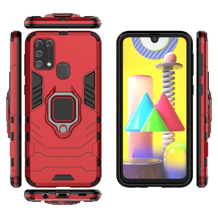 For Galaxy M31 PC + TPU Shockproof Protective Case with Magnetic Ring Holder(Red)