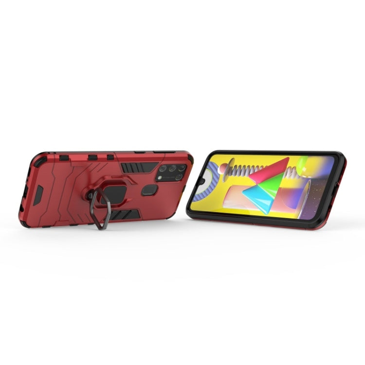 For Galaxy M31 PC + TPU Shockproof Protective Case with Magnetic Ring Holder(Red)