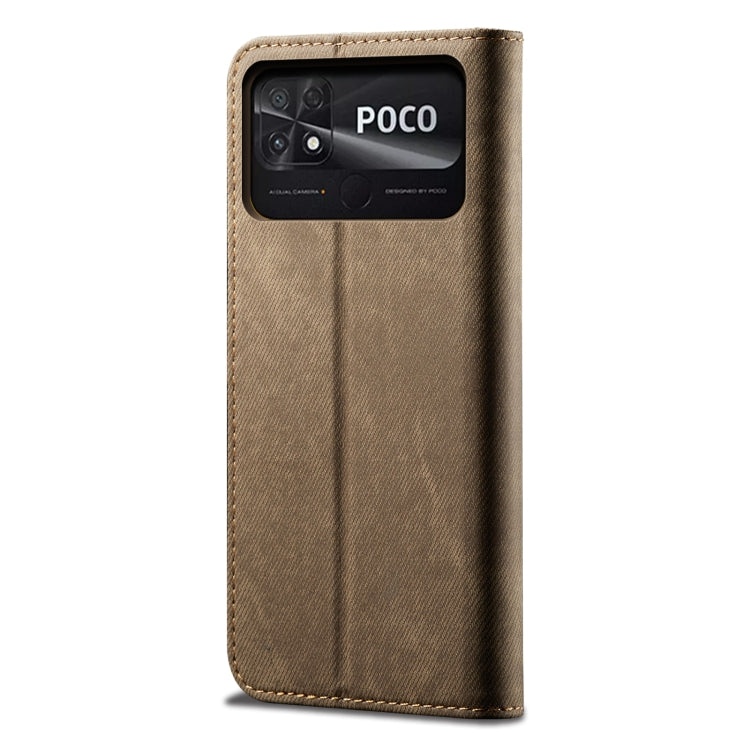 For Xiaomi Poco C40 Global Denim Texture Casual Style Horizontal Flip Leather Case