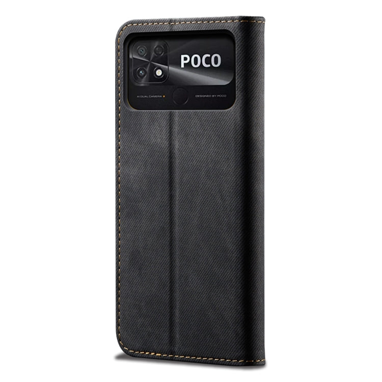 For Xiaomi Poco C40 Global Denim Texture Casual Style Horizontal Flip Leather Case