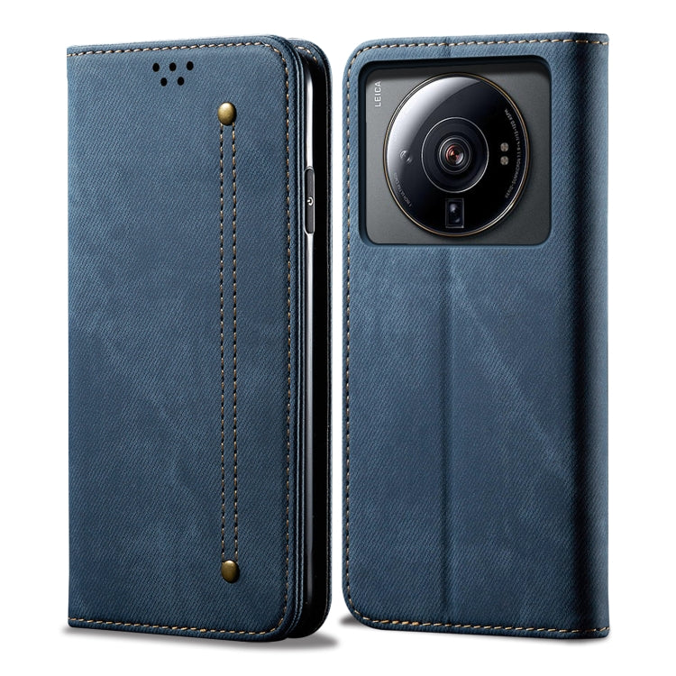 For Xiaomi 12S Ultra Denim Texture Casual Style Horizontal Flip Leather Case