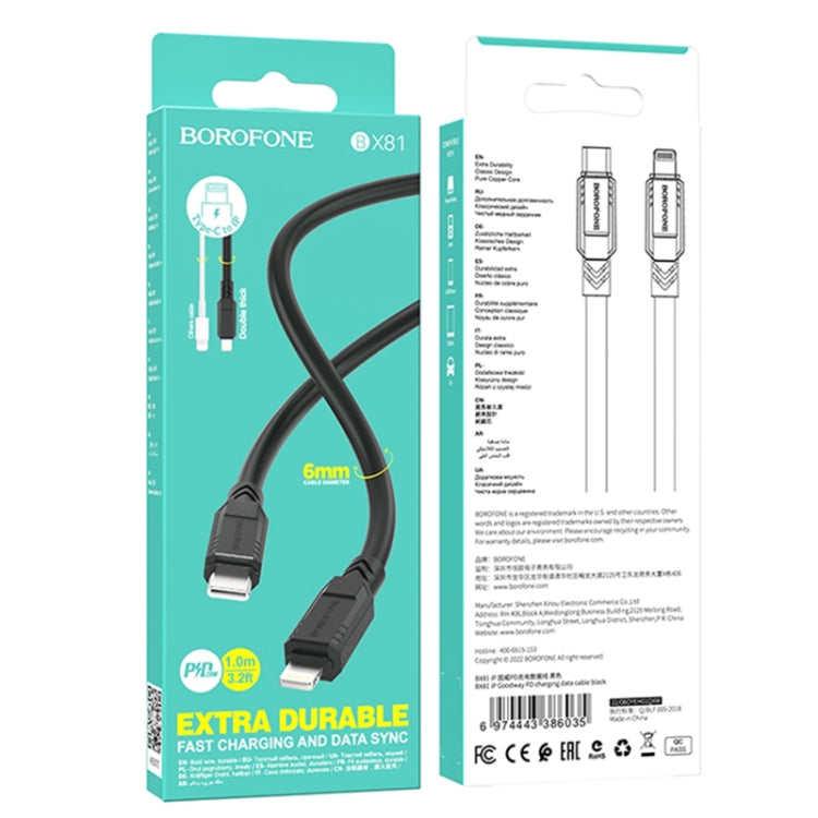 Borofone BX81 2.4A USB-C / Type-C to 8 Pin Goodway PD Charging Data Cable, Length:1m