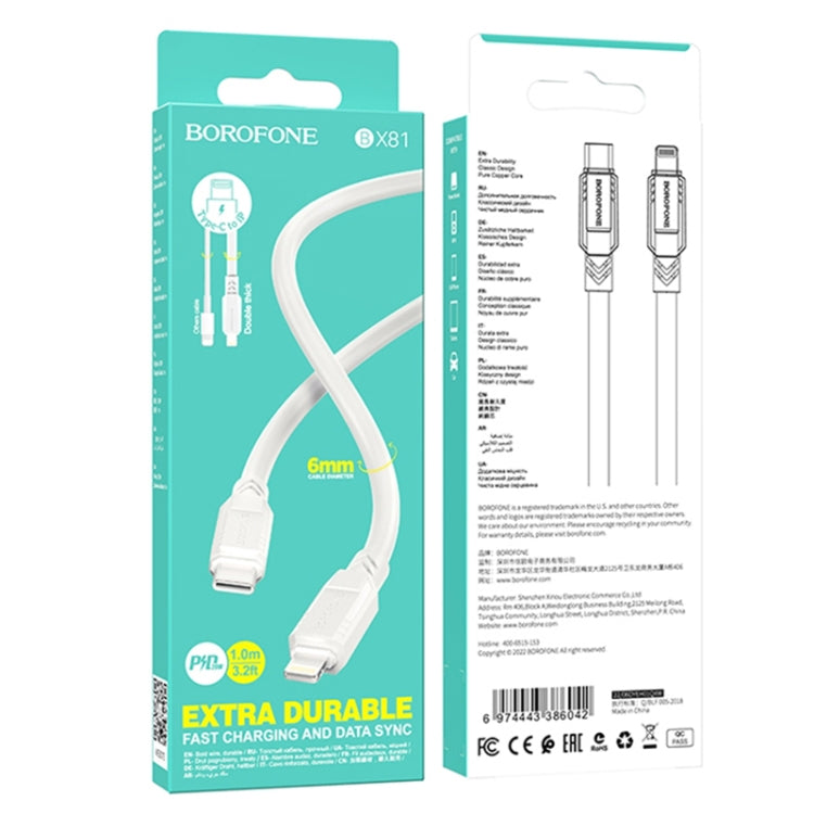 Borofone BX81 2.4A USB-C / Type-C to 8 Pin Goodway PD Charging Data Cable, Length:1m