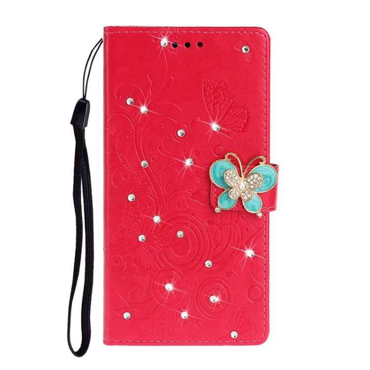 For OPPO A5 Diamond Encrusted Butterflies Love Flowers Pattern Horizontal Flip Leather Case with Holder & Card Slots & Wallet & Lanyard