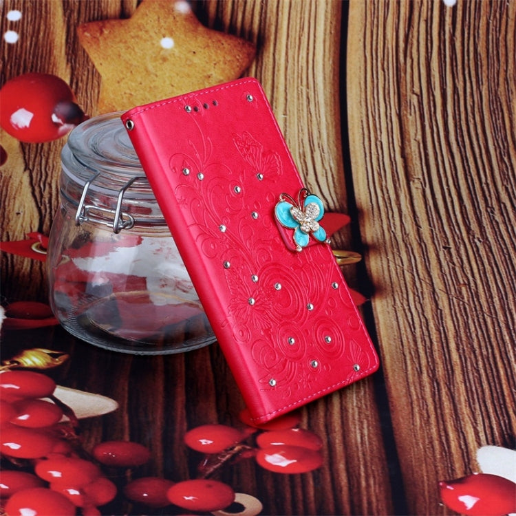 For OPPO A5 Diamond Encrusted Butterflies Love Flowers Pattern Horizontal Flip Leather Case with Holder & Card Slots & Wallet & Lanyard