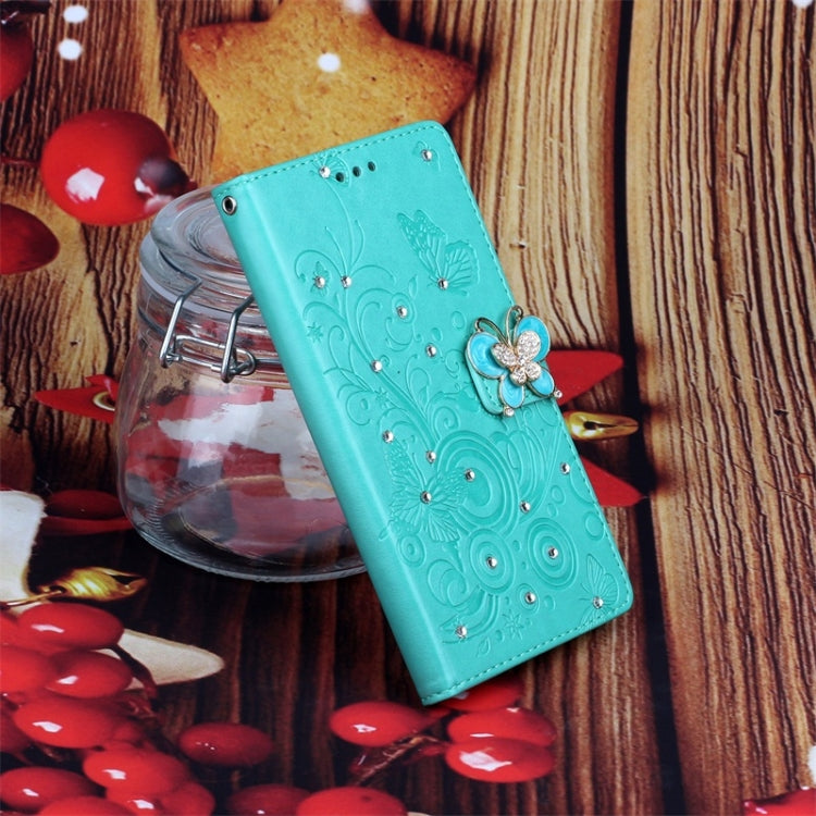 For OPPO A5 Diamond Encrusted Butterflies Love Flowers Pattern Horizontal Flip Leather Case with Holder & Card Slots & Wallet & Lanyard