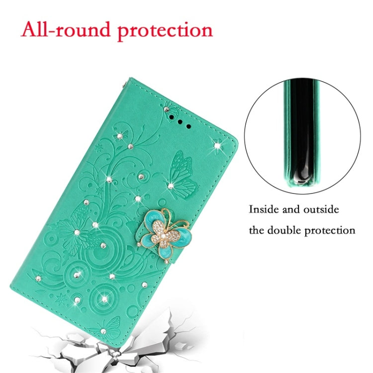 For OPPO A5 Diamond Encrusted Butterflies Love Flowers Pattern Horizontal Flip Leather Case with Holder & Card Slots & Wallet & Lanyard