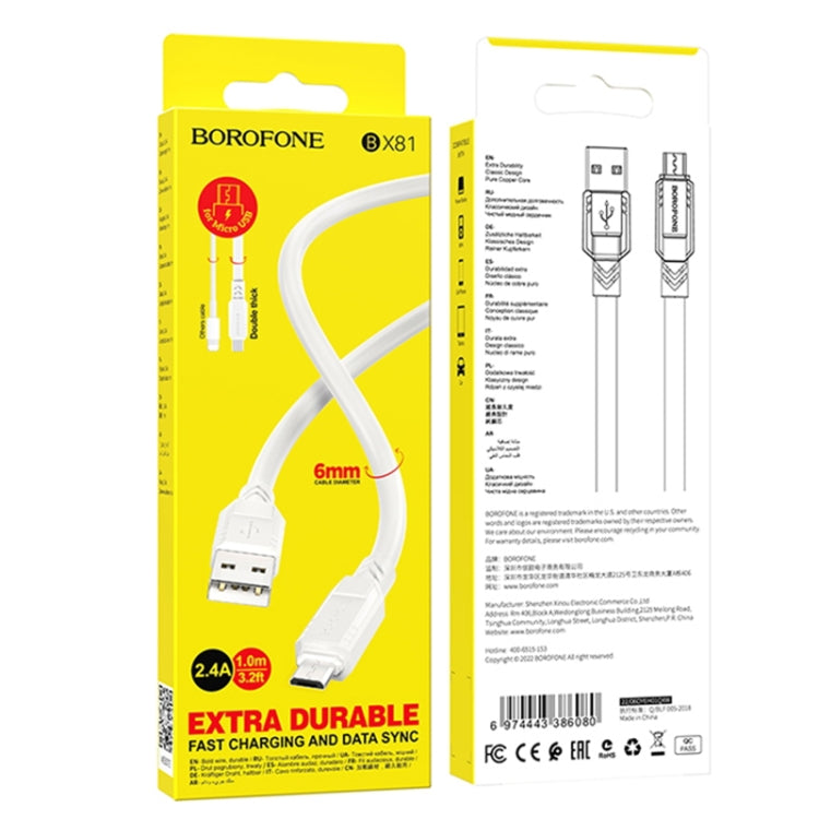 Borofone BX81 2.4A USB to Micro USB Goodway Charging Data Cable, Length:1m