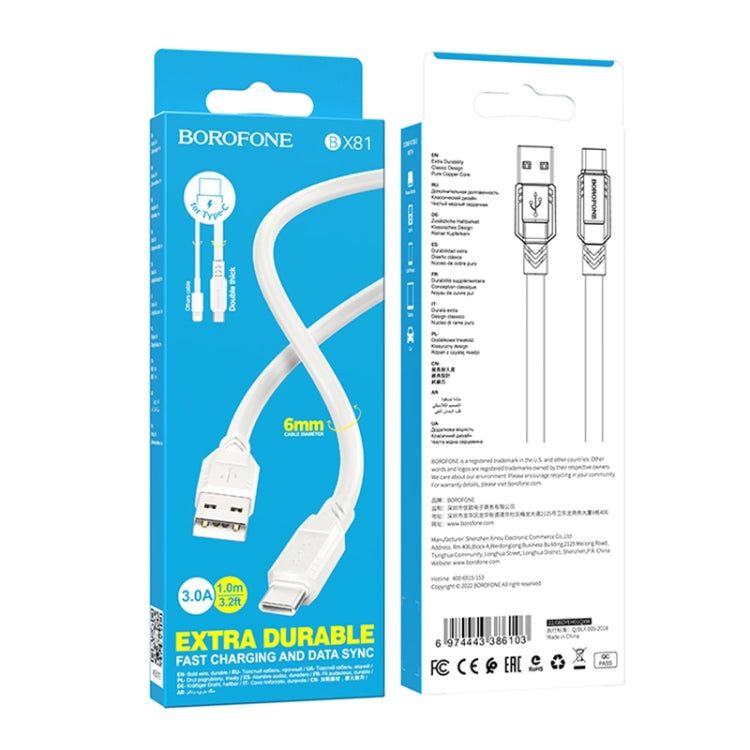 Borofone BX81 USB to Type-C Goodway Charging Data Cable, Length:1m