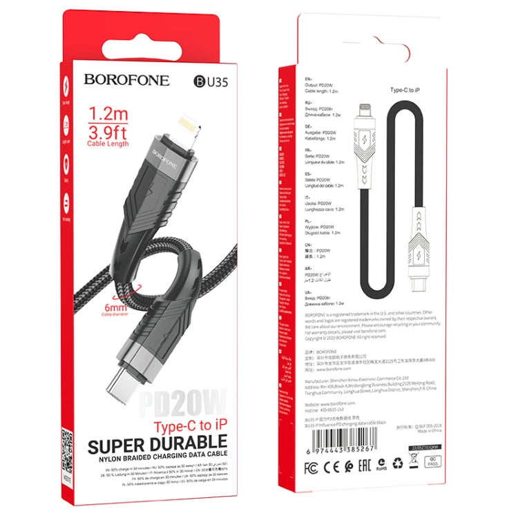 Borofone BU35 Type-C to 8 Pin Influence PD Charging Data Cable, Length:1.2m