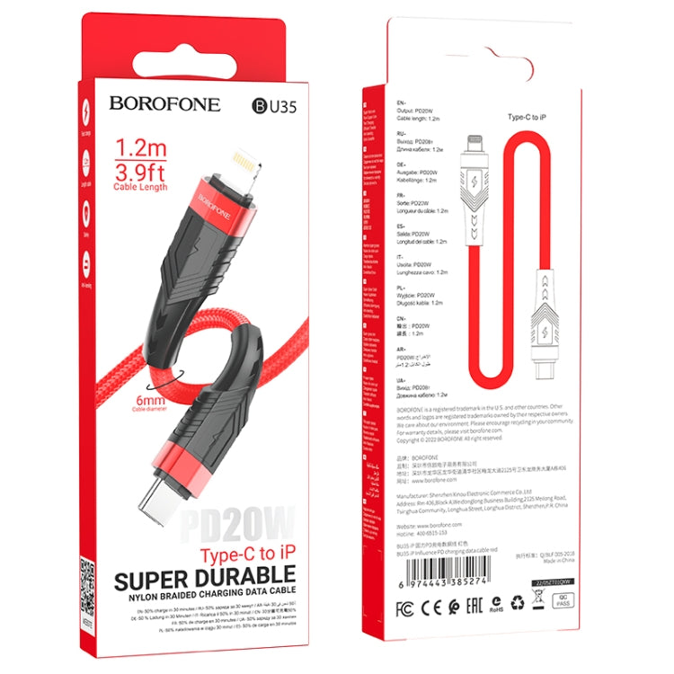 Borofone BU35 Type-C to 8 Pin Influence PD Charging Data Cable, Length:1.2m