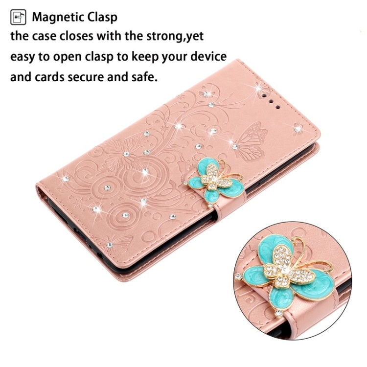 For Huawei Mate 30 Lite Diamond Encrusted Butterflies Love Flowers Pattern Horizontal Flip Leather Case with Holder & Card Slots & Wallet & Lanyard