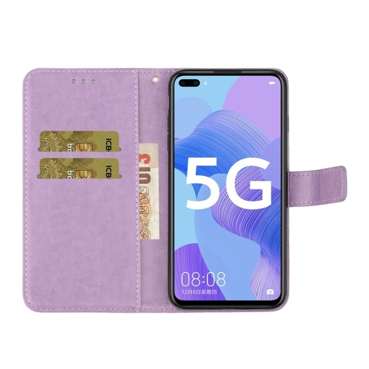 For Huawei Nova 6 Diamond Encrusted Butterflies Love Flowers Pattern Horizontal Flip Leather Case with Holder & Card Slots & Wallet & Lanyard