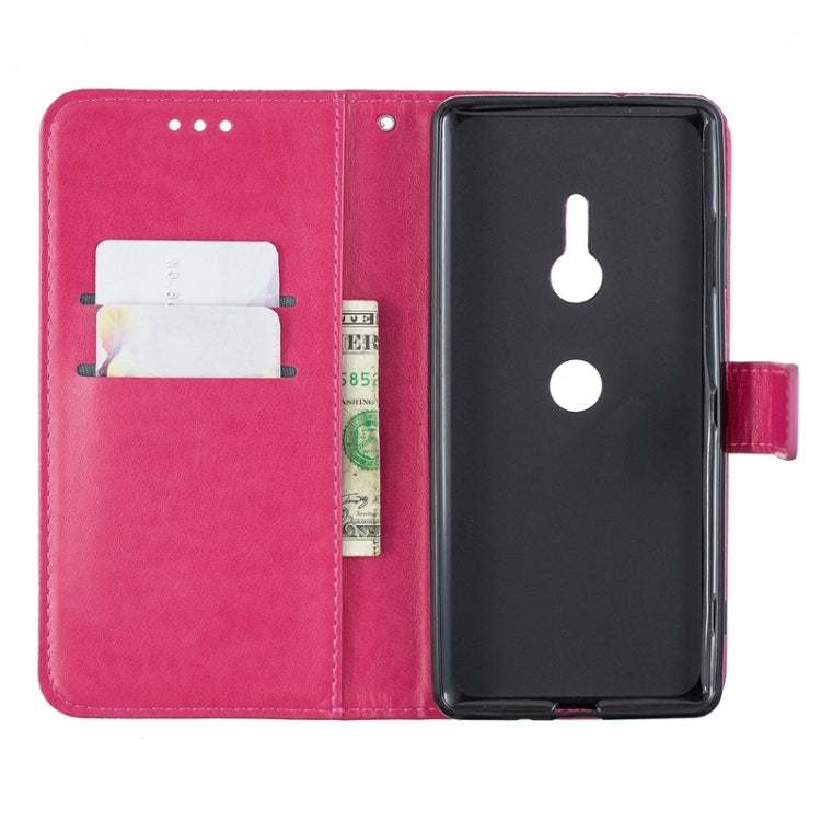 For Sony Xperia XZ3 Diamond Encrusted Butterflies Love Flowers Pattern Horizontal Flip Leather Case with Holder & Card Slots & Wallet & Lanyard