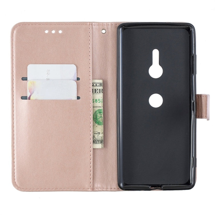 For Sony Xperia XZ3 Diamond Encrusted Butterflies Love Flowers Pattern Horizontal Flip Leather Case with Holder & Card Slots & Wallet & Lanyard