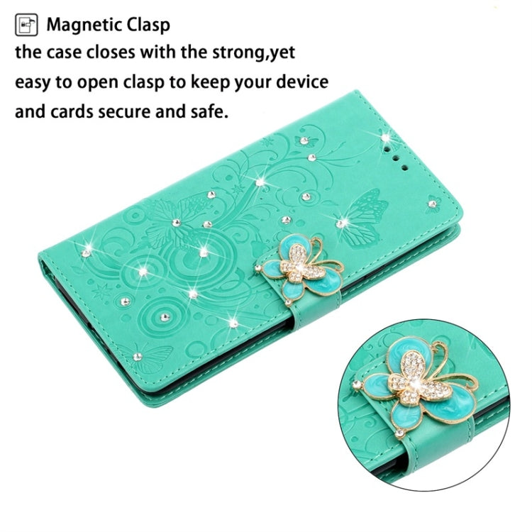For Sony Xperia XZ4 Compact Diamond Encrusted Butterflies Love Flowers Pattern Horizontal Flip Leather Case with Holder & Card Slots & Wallet & Lanyard