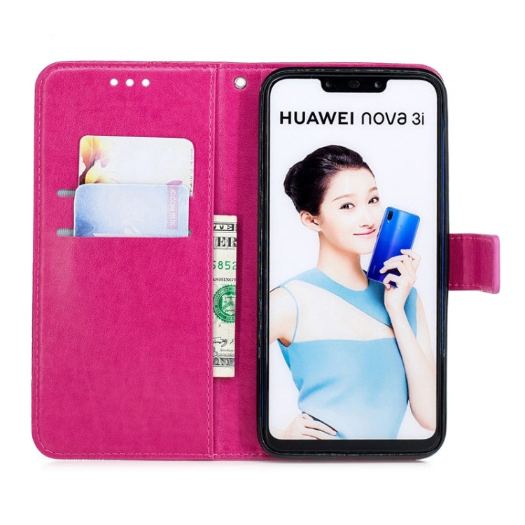 For Huawei Nova3 Diamond Encrusted Butterflies Love Flowers Pattern Horizontal Flip Leather Case with Holder & Card Slots & Wallet & Lanyard