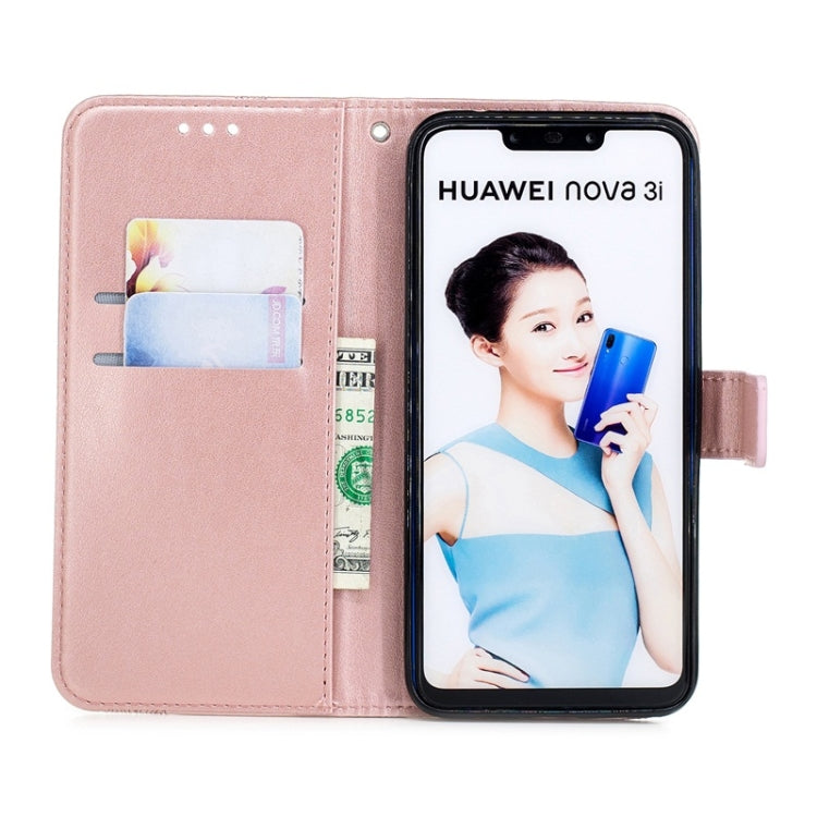 For Huawei Nova3 Diamond Encrusted Butterflies Love Flowers Pattern Horizontal Flip Leather Case with Holder & Card Slots & Wallet & Lanyard