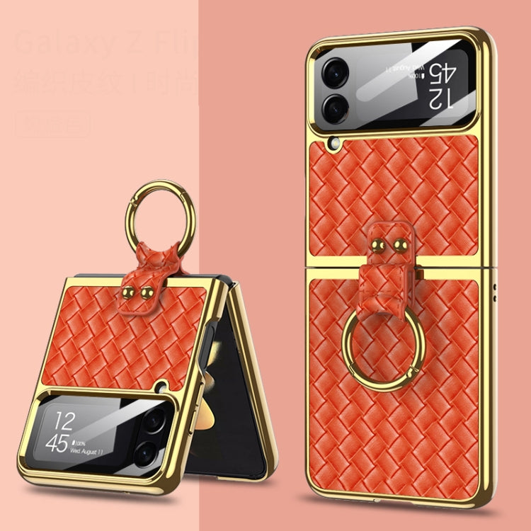 For Samsung Galaxy Z Flip4 GKK Weave Texture Electroplating Protective Phone Case
