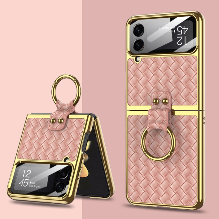 For Samsung Galaxy Z Flip4 GKK Weave Texture Electroplating Protective Phone Case