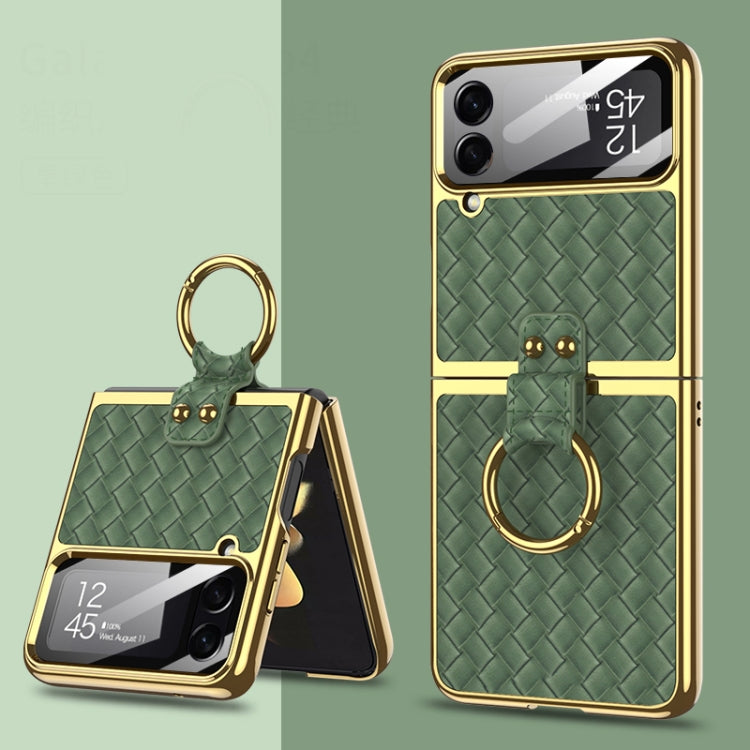 For Samsung Galaxy Z Flip4 GKK Weave Texture Electroplating Protective Phone Case