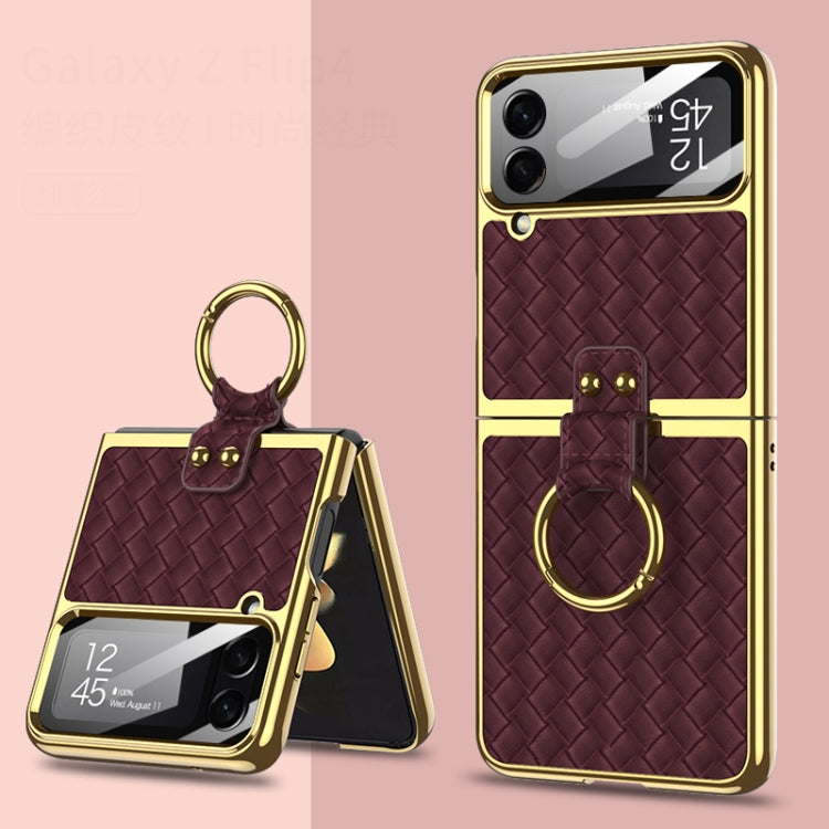 For Samsung Galaxy Z Flip4 GKK Weave Texture Electroplating Protective Phone Case