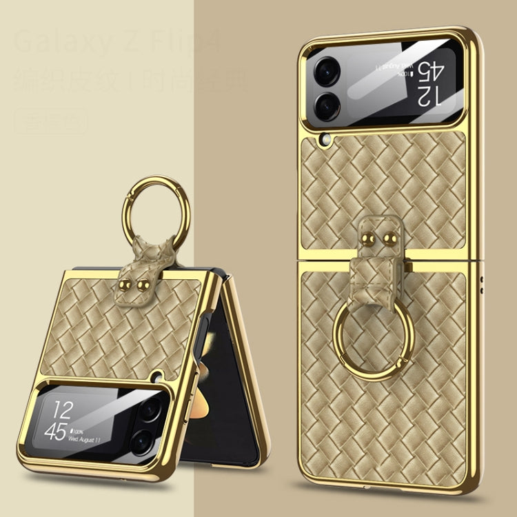 For Samsung Galaxy Z Flip4 GKK Weave Texture Electroplating Protective Phone Case