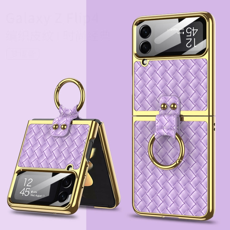 For Samsung Galaxy Z Flip4 GKK Weave Texture Electroplating Protective Phone Case