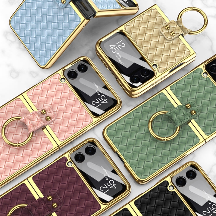 For Samsung Galaxy Z Flip4 GKK Weave Texture Electroplating Protective Phone Case